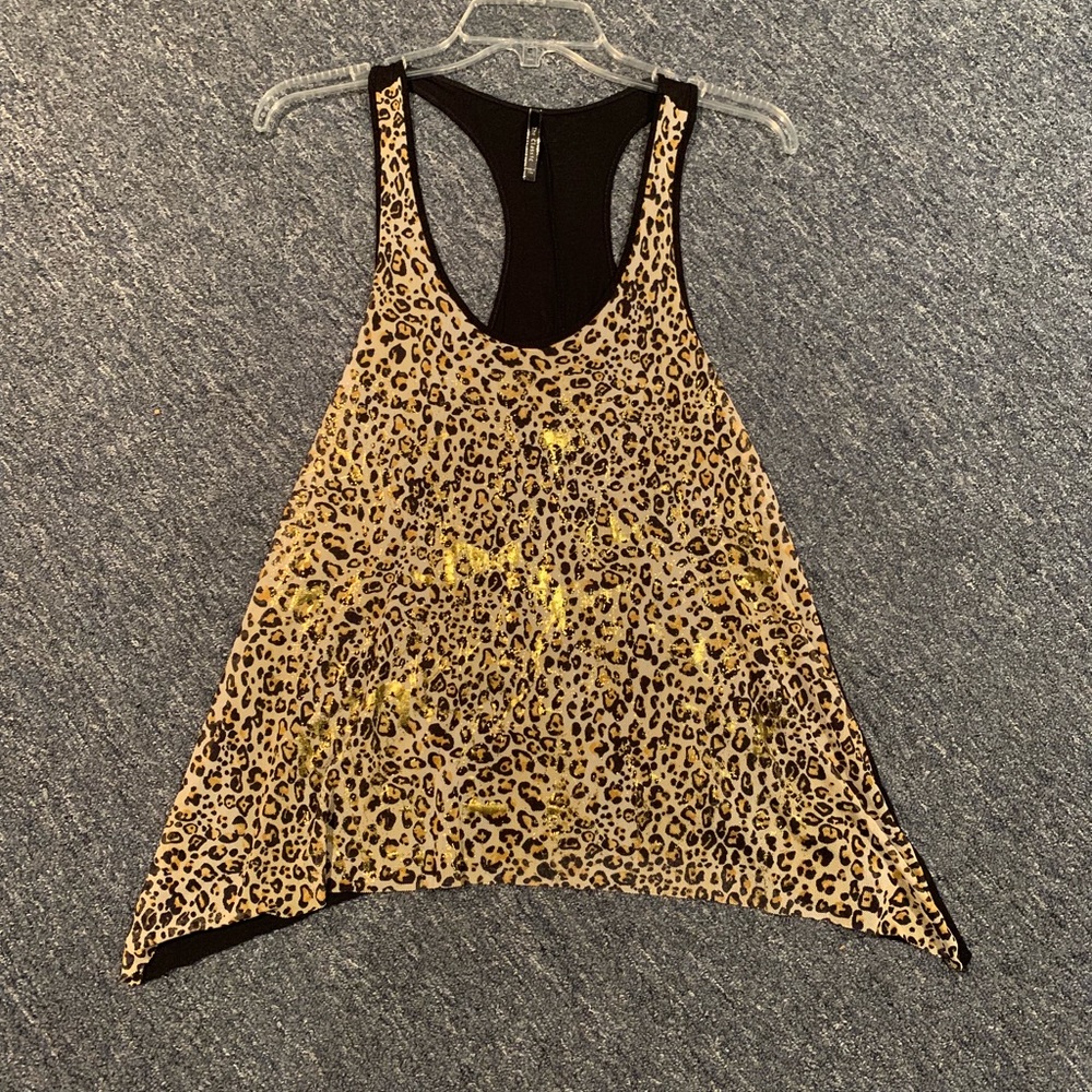 Gold and black cheetah flowy tank top